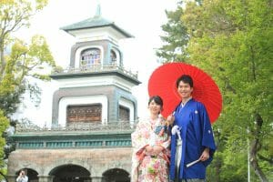 金沢市内の尾山神社での和装前撮り